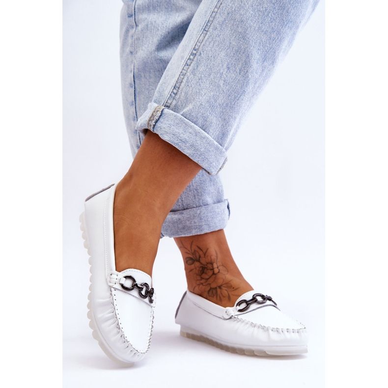 Vinceza Bequeme Leder-Loafer für Damen Weiß Miguel 2