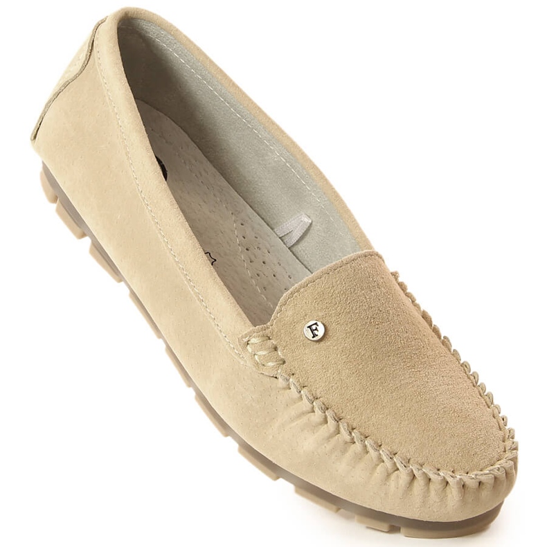 Beige Ledermokassins für Damen Filippo DP2037 1
