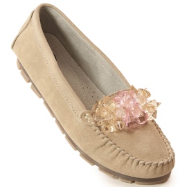 Damen-Lederslipper mit beigen Filippo DP4549 Kristallen 1
