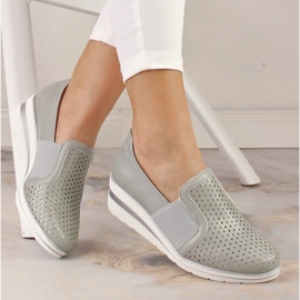 Durchbrochene Keilschuhe für Damen grau Jezzi MR1738-17 1