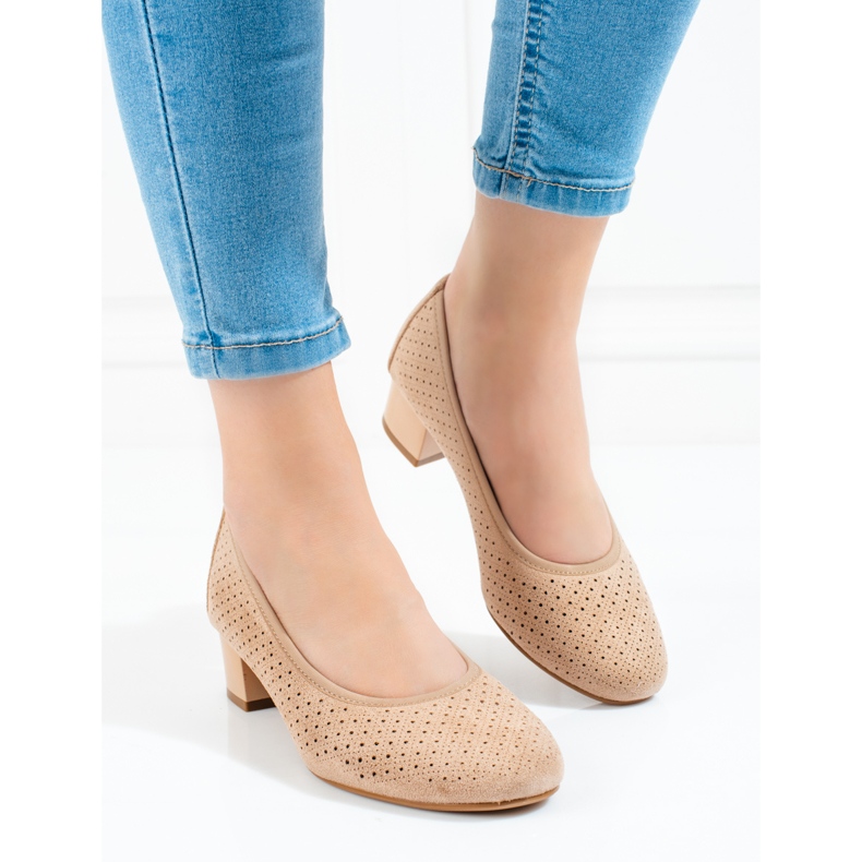 W. Potocki Beige durchbrochene Damenpumps von Potocki 1
