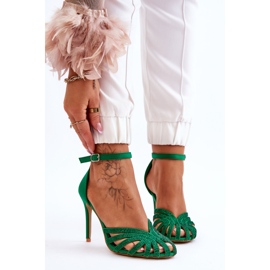 FS1 Modische Jaylen Green High Heels mit Strasssteinen grün 1