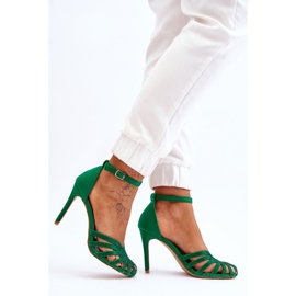 FS1 Modische Jaylen Green High Heels mit Strasssteinen grün 2