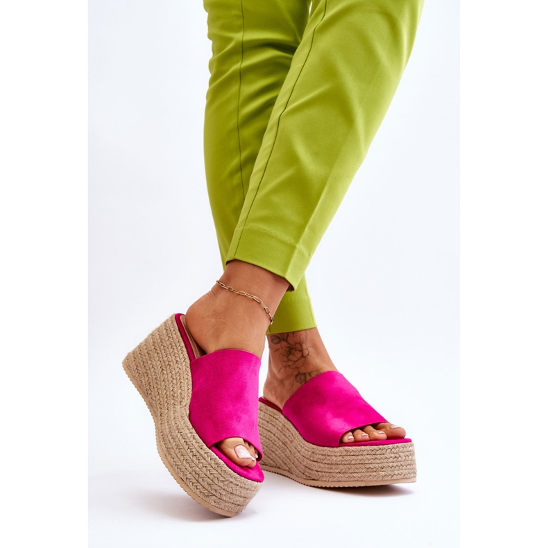 FS1 Flip Flops mit Keilabsatz und Plateau für Damen Fuchsia Ysabel rosa 2