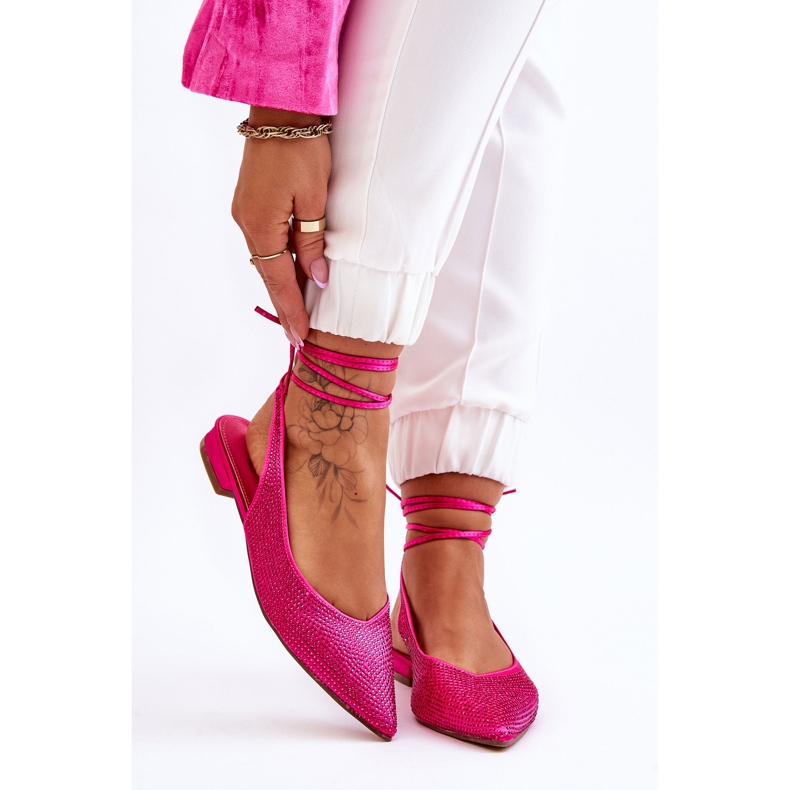 Gebundene Ballerinas mit Strass Fuchsia Mavis rosa 1