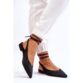 Gebundene schwarze Mavis Ballerinas mit Strass 2