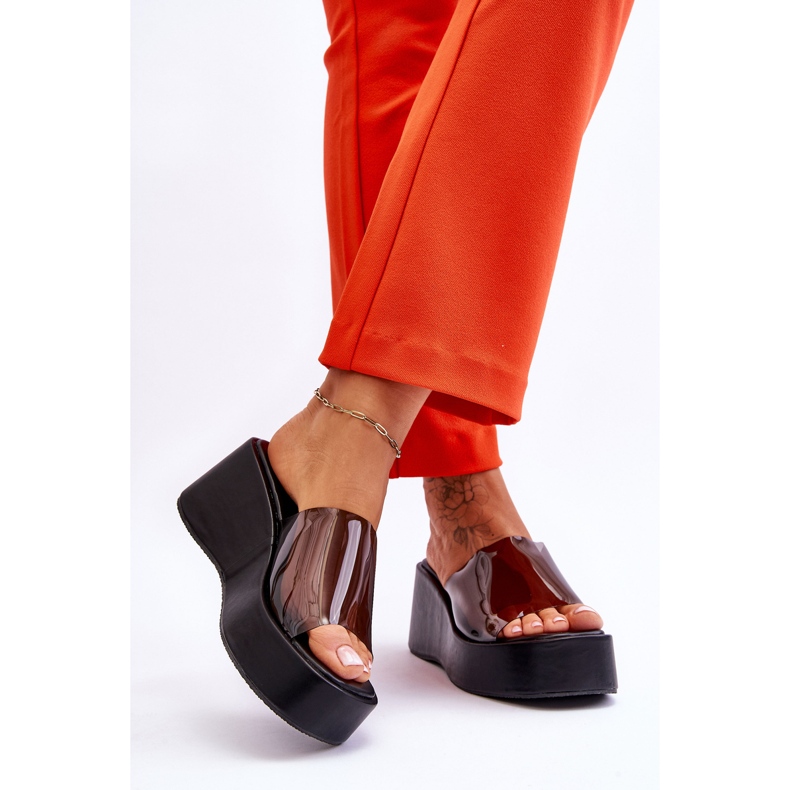 FS1 Pantoffeln mit Keilabsatz für Damen Schwarz Eliane 2