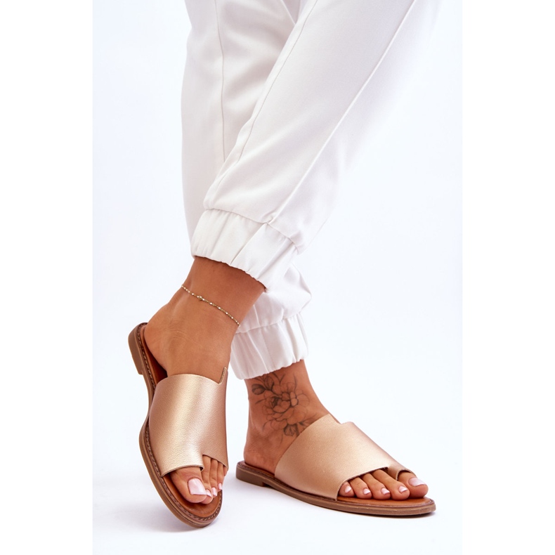 Evento Damen-Leder-Flip-Flops Golden Amite 2