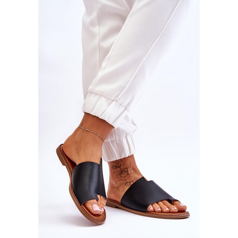 Evento Damen-Leder-Flip-Flops Schwarz Amite 2