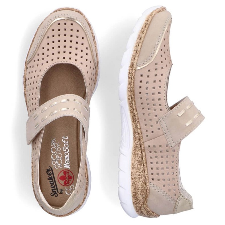Sommerschuhe aus Leder mit Klettverschluss Rieker W RKR582 beige 1