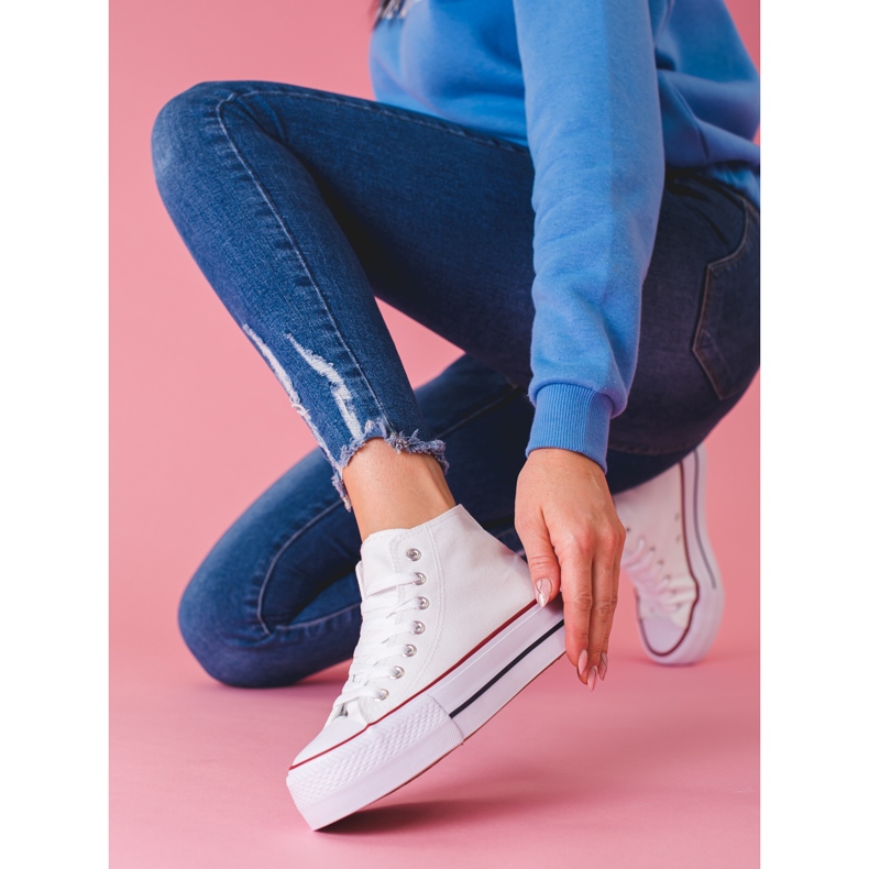 SHELOVET Hohe Sneakers auf der Plattform weiß 1