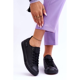 Niedrige Ledersneaker für Damen Big Star KK274011 Schwarz 2