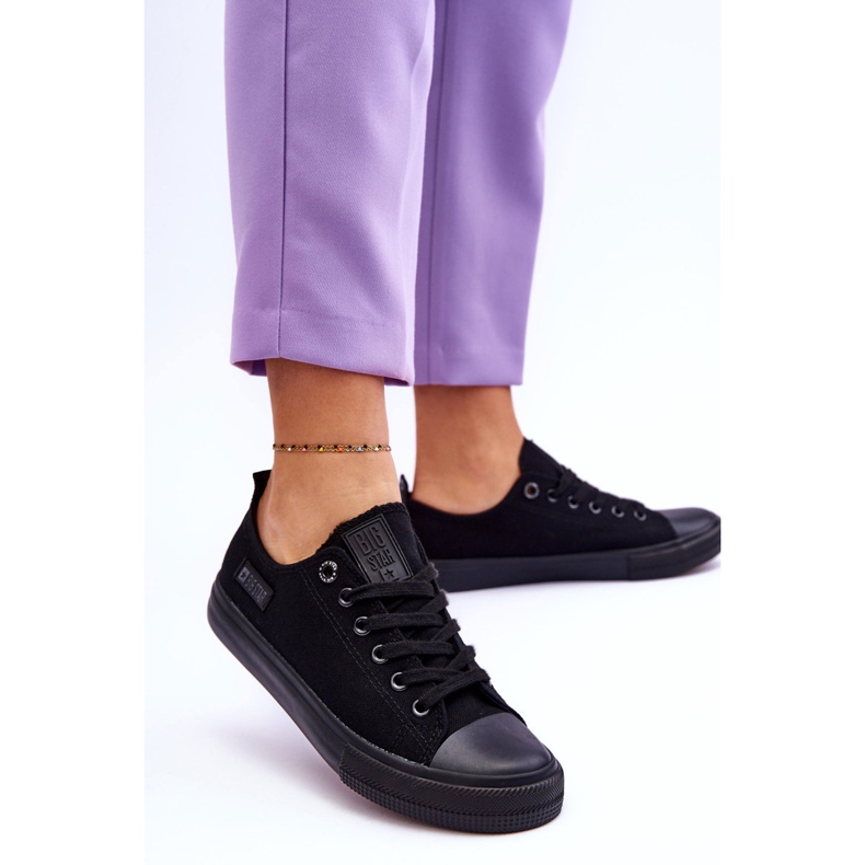 Damen Low Material Sneakers Big Star KK274009 Schwarz 2