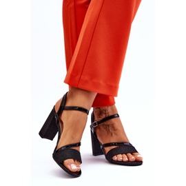 Vinceza Glänzende schwarze Alicia High Heel Sandalen 2