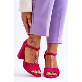 Vinceza Wildleder -High Heels mit Zirkonen Fuchsia rosa 1