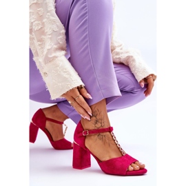 Vinceza Wildleder -High Heels mit Zirkonen Fuchsia rosa 4