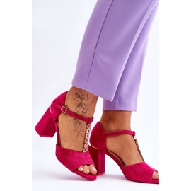 Vinceza Wildleder -High Heels mit Zirkonen Fuchsia rosa 5
