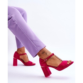 Vinceza Wildleder -High Heels mit Zirkonen Fuchsia rosa 6