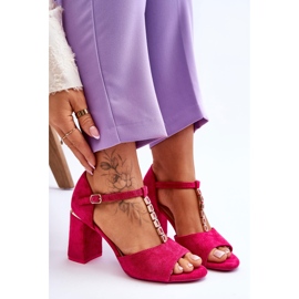 Vinceza Wildleder -High Heels mit Zirkonen Fuchsia rosa 7