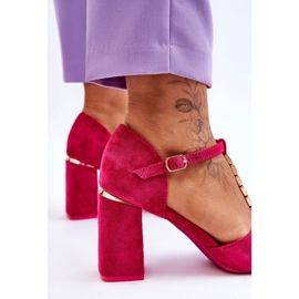 Vinceza Wildleder -High Heels mit Zirkonen Fuchsia rosa 9