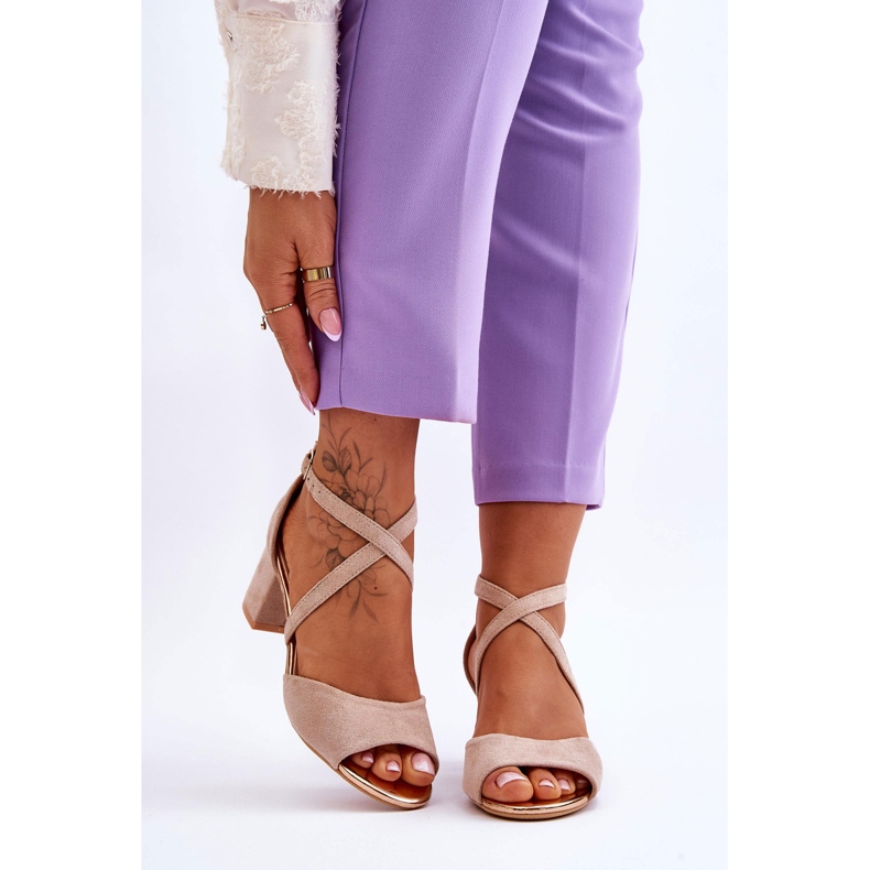 Vinceza Sandaletten mit niedrigem Absatz für Damen Beige Quinn braun 1