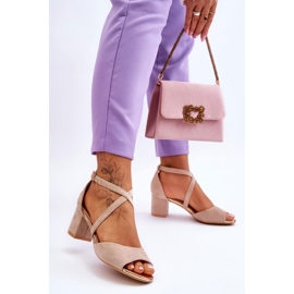 Vinceza Sandaletten mit niedrigem Absatz für Damen Beige Quinn braun 2