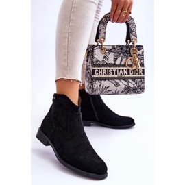 S.Barski Flache Stiefel aus Veloursleder für Damen Black Liana schwarz 2