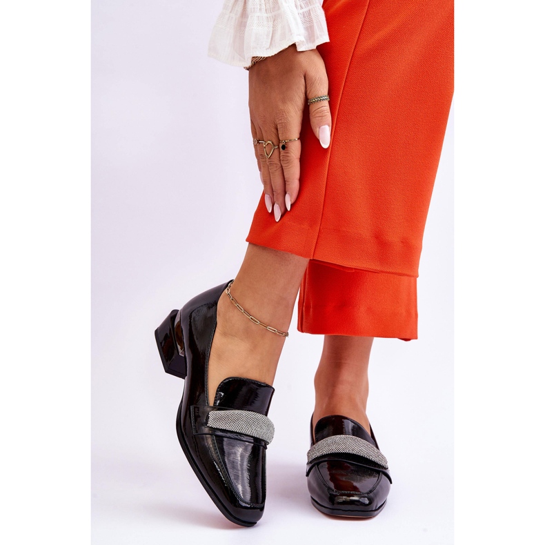 S.Barski Patent Black Lavern High Heel Loafer mit Zirkonia schwarz 1