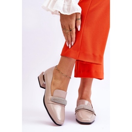 S.Barski Loafer aus Lackleder mit Strass Beige Lavern 1