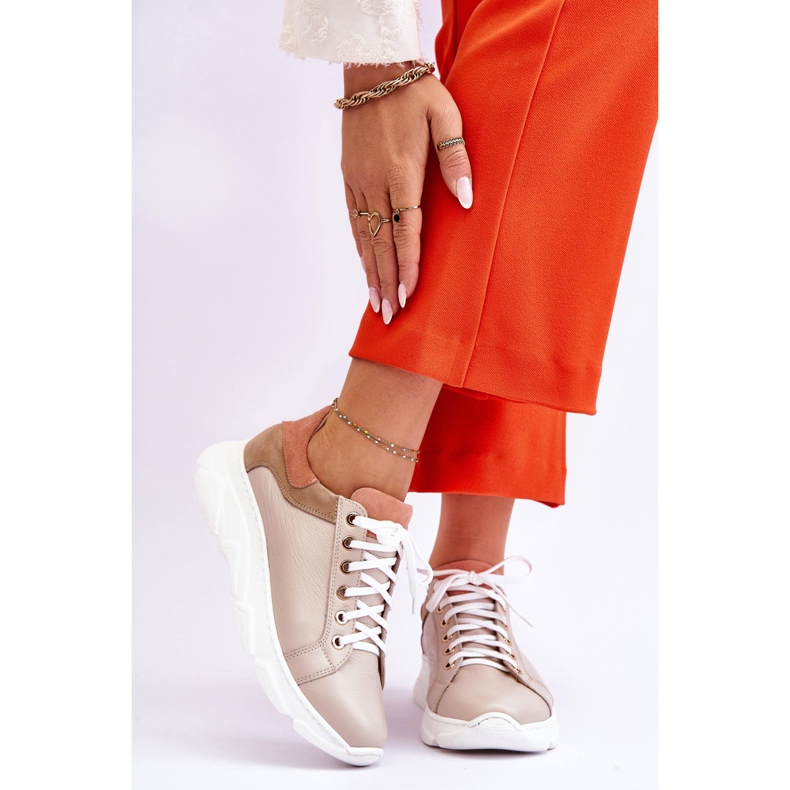 FILIPCZYK Bequeme Leder-Plateau-Sneaker Beige Alisane 1