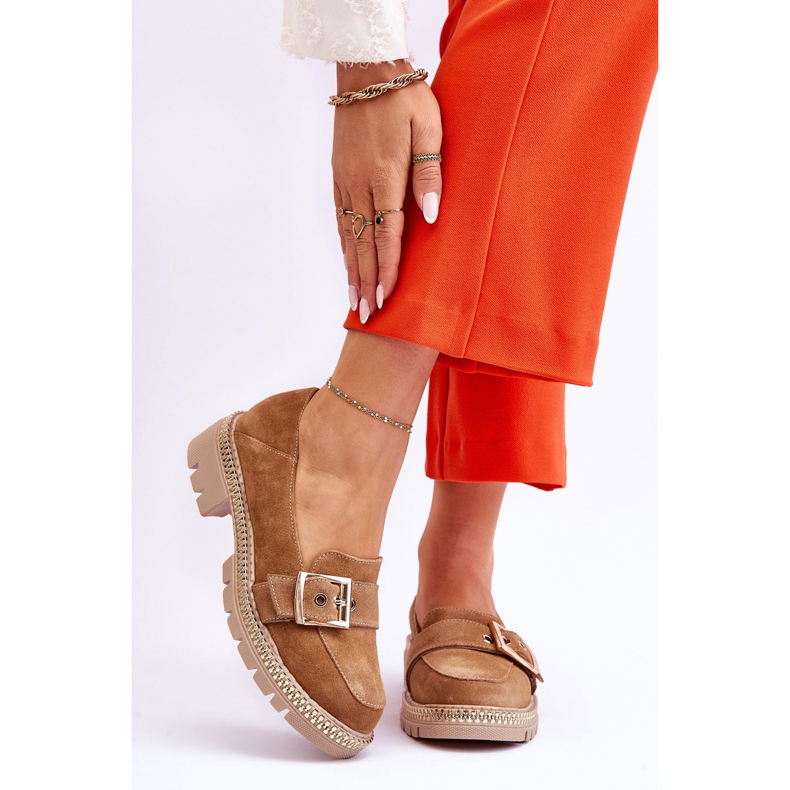 FILIPCZYK Modischer dunkelbeiger Wildleder-Loafer Eloisa 1