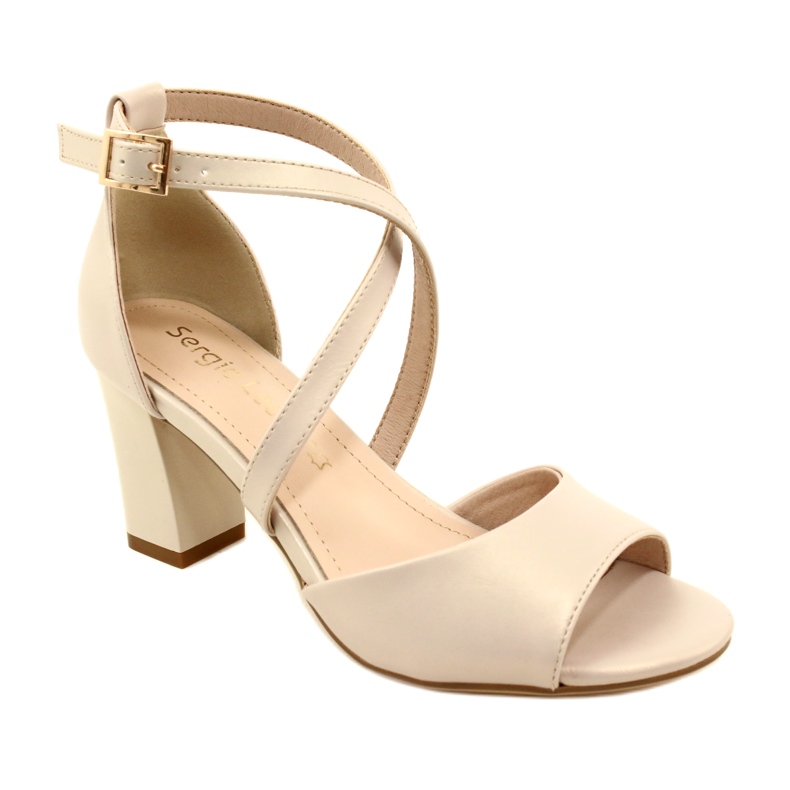 Sergio Leone Modische High Heel Sandalen Beige Perła SK862 2