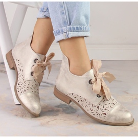 Durchbrochene goldene Damenstiefel mit flachem Absatz Jezzi ASA142-6A 1