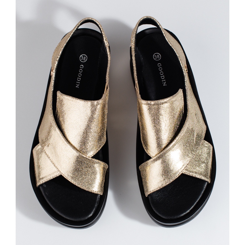 Goldene Shelovet Keilsandalen für Damen 2