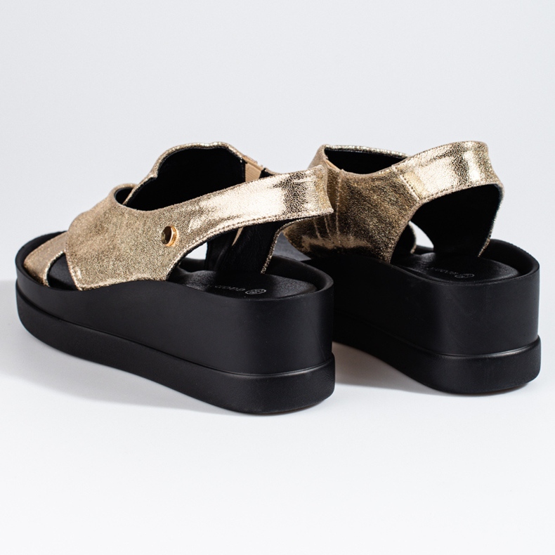Goldene Shelovet Keilsandalen für Damen 1