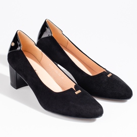 Elegante Wildleder-Damenpumps auf niedrigem Absatz Vinceza schwarz 1