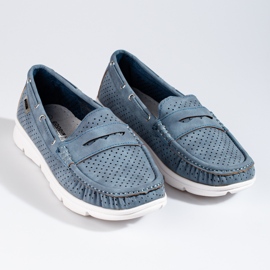 Durchbrochene blaue Shelovet-Slipper für Damen 1