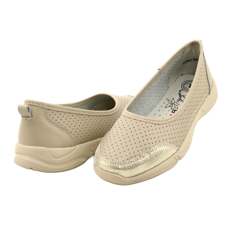 Durchbrochene Lederballerinas Evento 21PB32-3621 beige golden 4