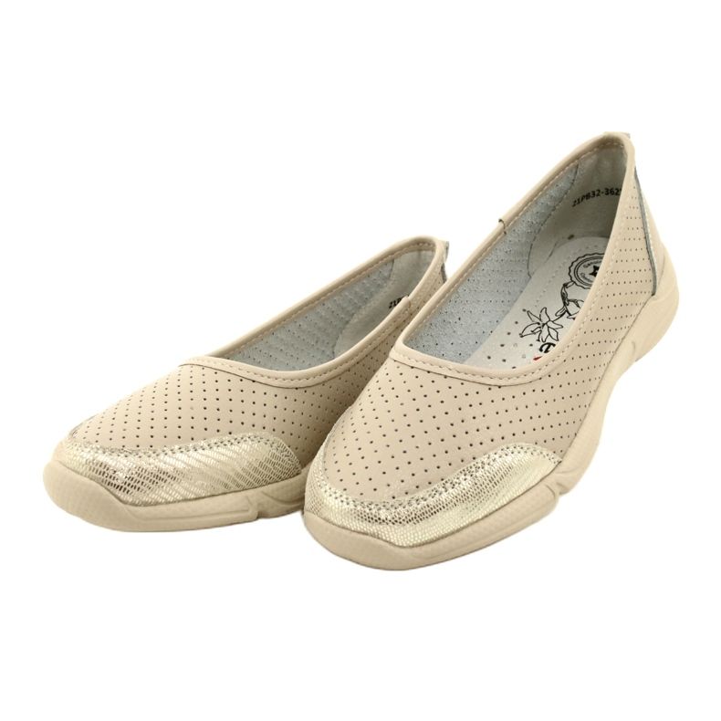 Durchbrochene Lederballerinas Evento 21PB32-3621 beige golden 3