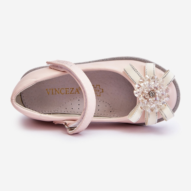 Vinceza Kinder-Ballerinas mit Klettverschluss und dekorativer Blume Pink Freya rosa 2