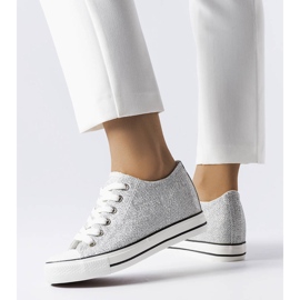 BM Silberne Glitzer-Sneakers mit Keilabsatz von Crete 1
