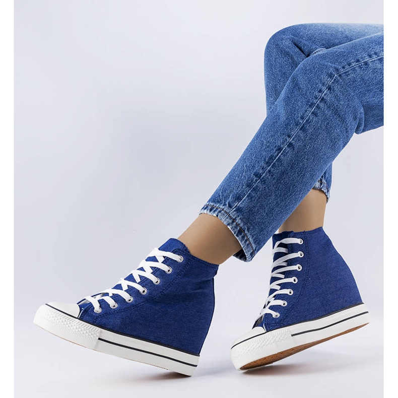 Jeans-Sneaker mit Keilabsatz blau 2