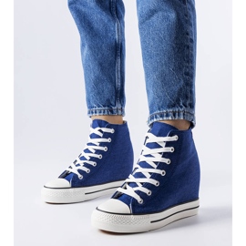 Jeans-Sneaker mit Keilabsatz blau 1