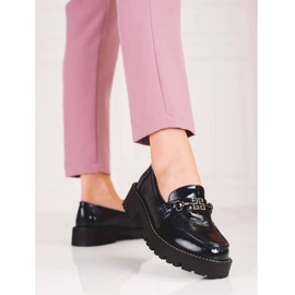 Lackmokassins für Damen auf dicker Shelovet-Sohle, Marineblau navy blau 1