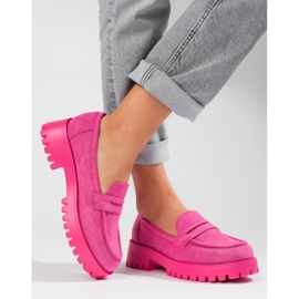 Damen-Slipper auf der Plattform Shelovet Wildleder rosa 2