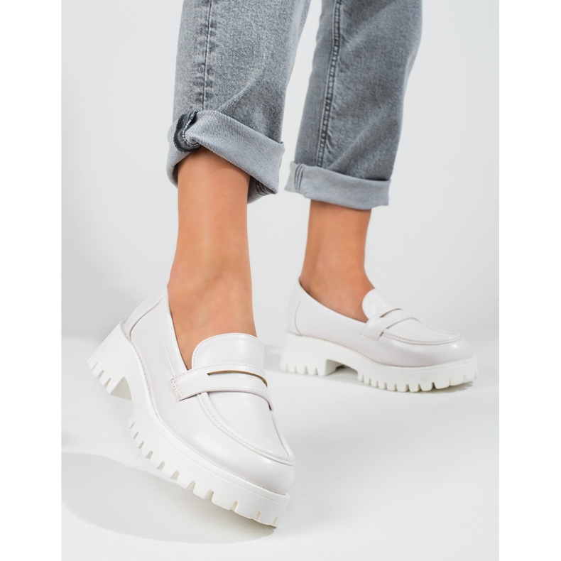 Weiße Shelovet-Plateau-Loafer für Damen 1
