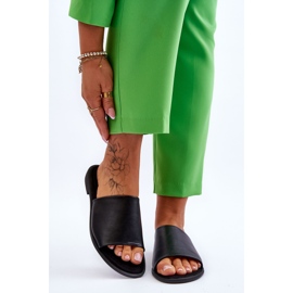 Glatte Lederpantoffeln für Damen Schwarz Cerise 1