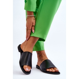 Glatte Lederpantoffeln für Damen Schwarz Cerise 2