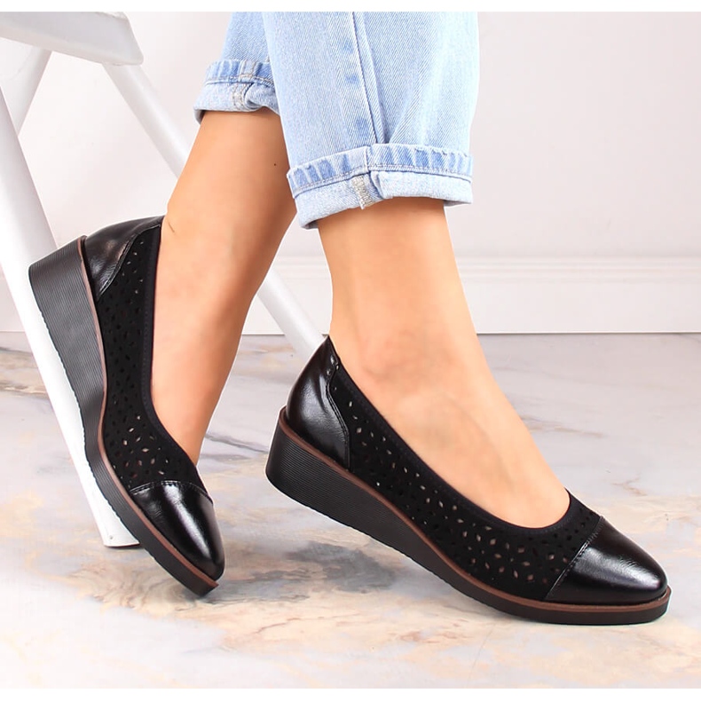 Durchbrochene Keilpumps für Damen schwarz Jezzi RMR2265-2 1