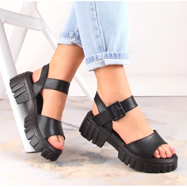 Schwarze Plateausandalen für Damen Vinceza SG23-7852 1